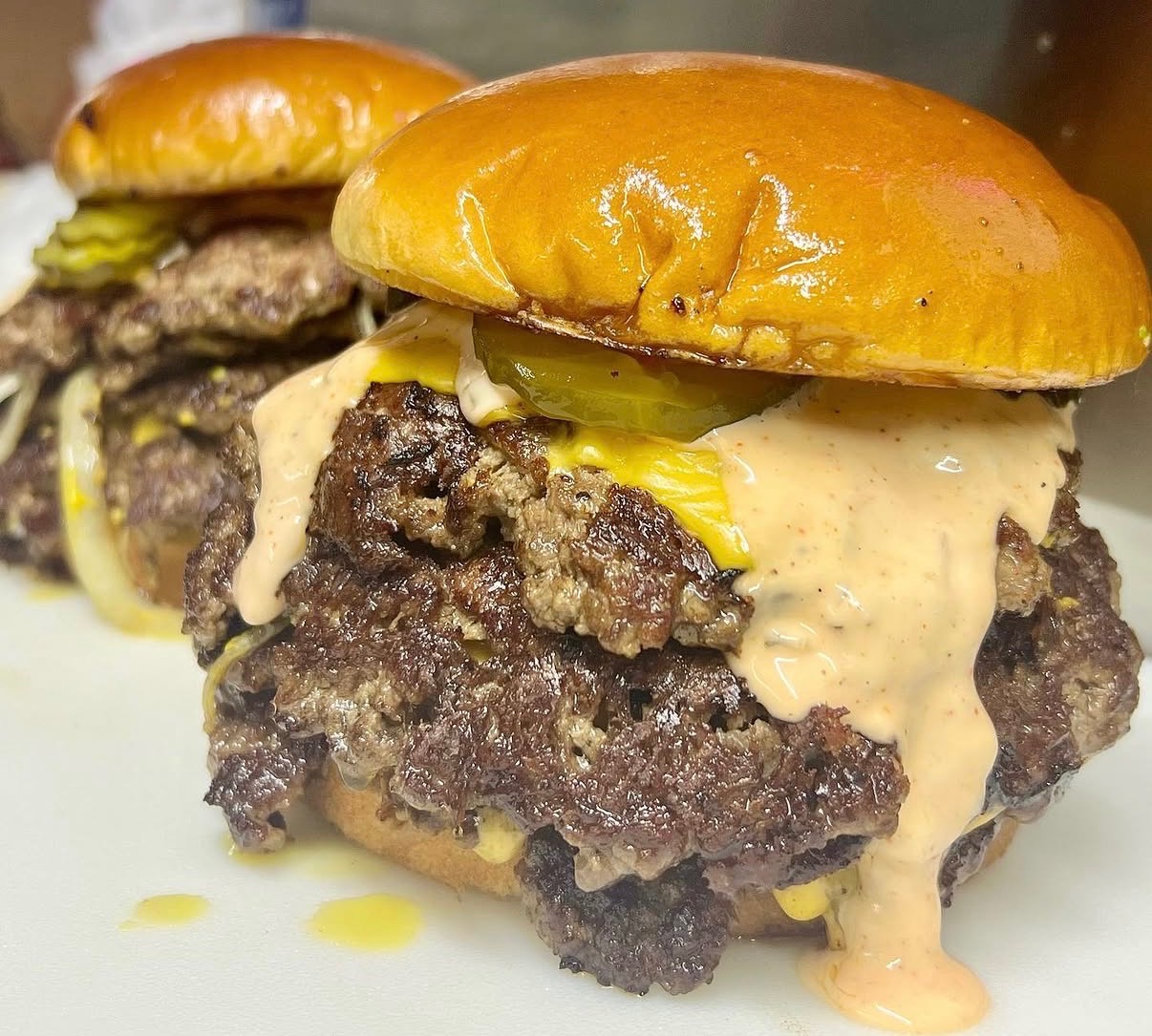 Double stack BBQ bacon cheeseburger