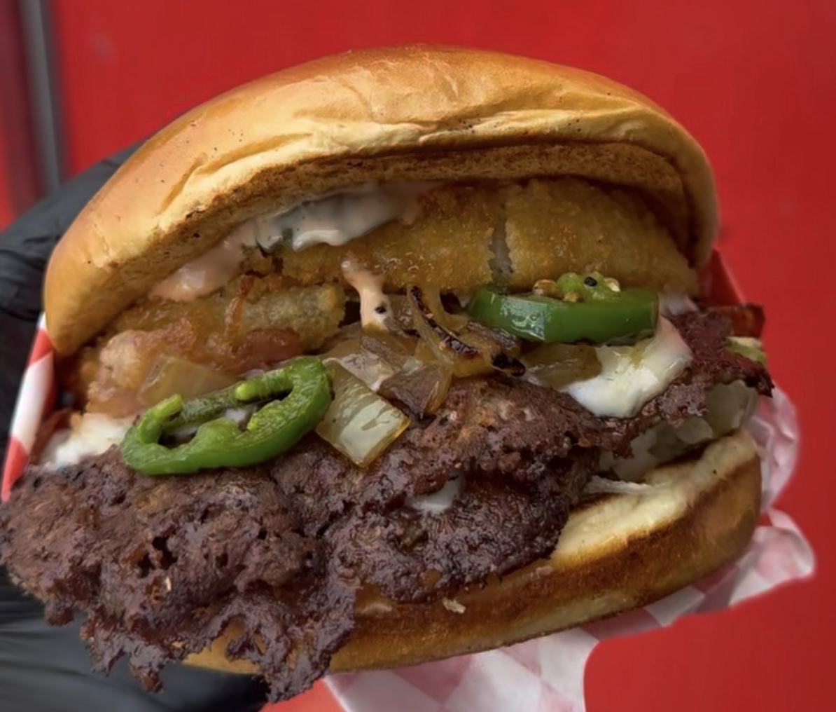 Juicy smash burger fresh off the griddle